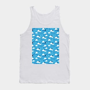 Fluffy Cloud Sunny Blue Sky Pattern Tank Top